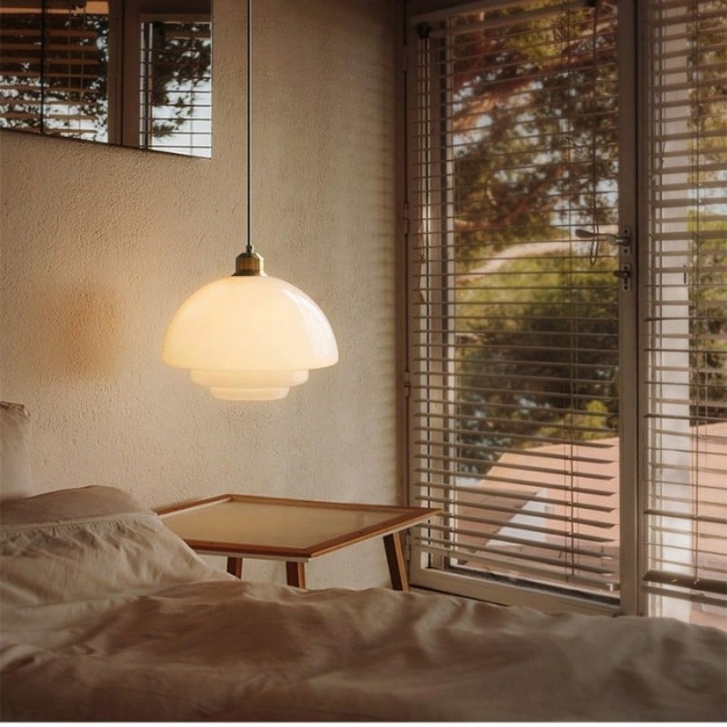 Art Deco Opal Glass Pendant Light S45