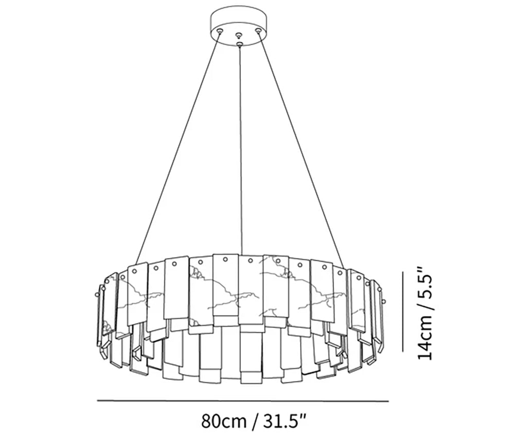 Modern Alabaster Celestial Round Chandelier