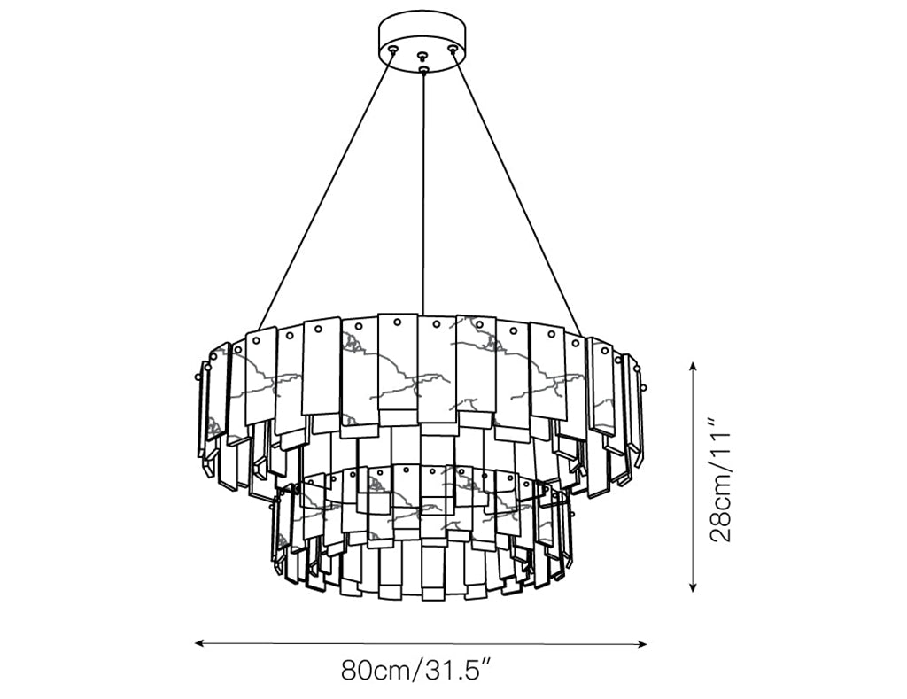 Modern Alabaster Celestial Round Chandelier