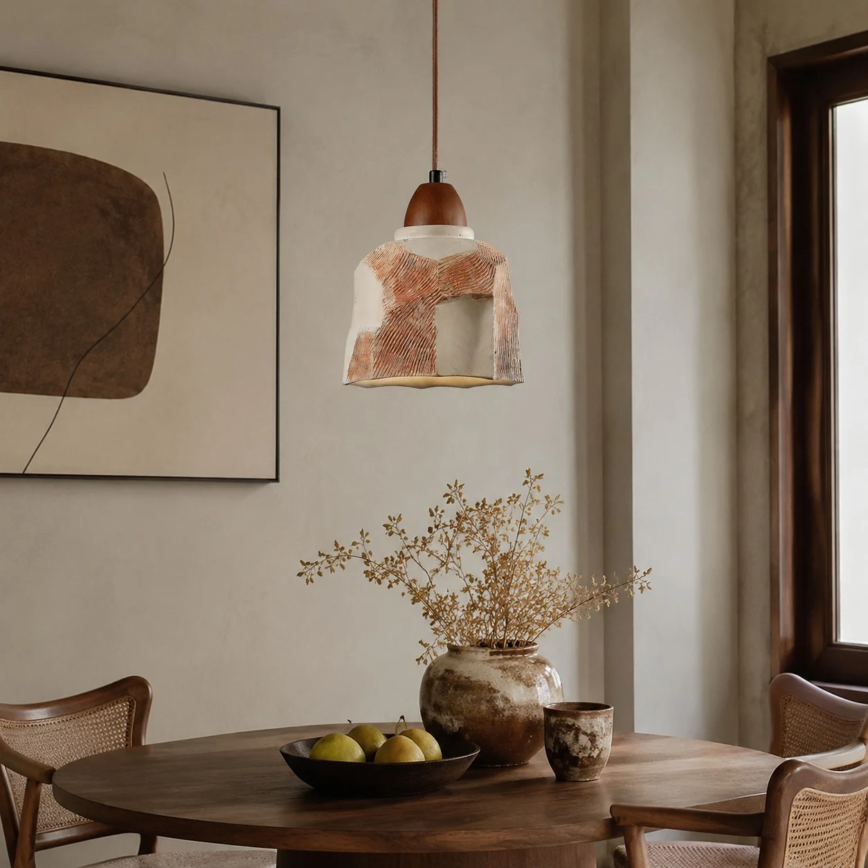 Warm dining room installation scene