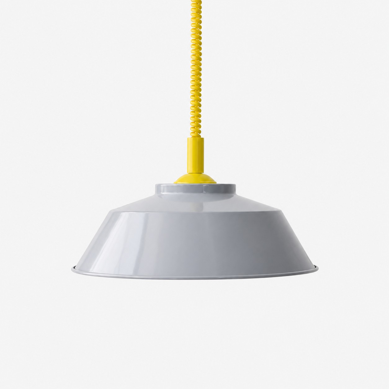 Memphis pendant with light gray shade and yellow cord