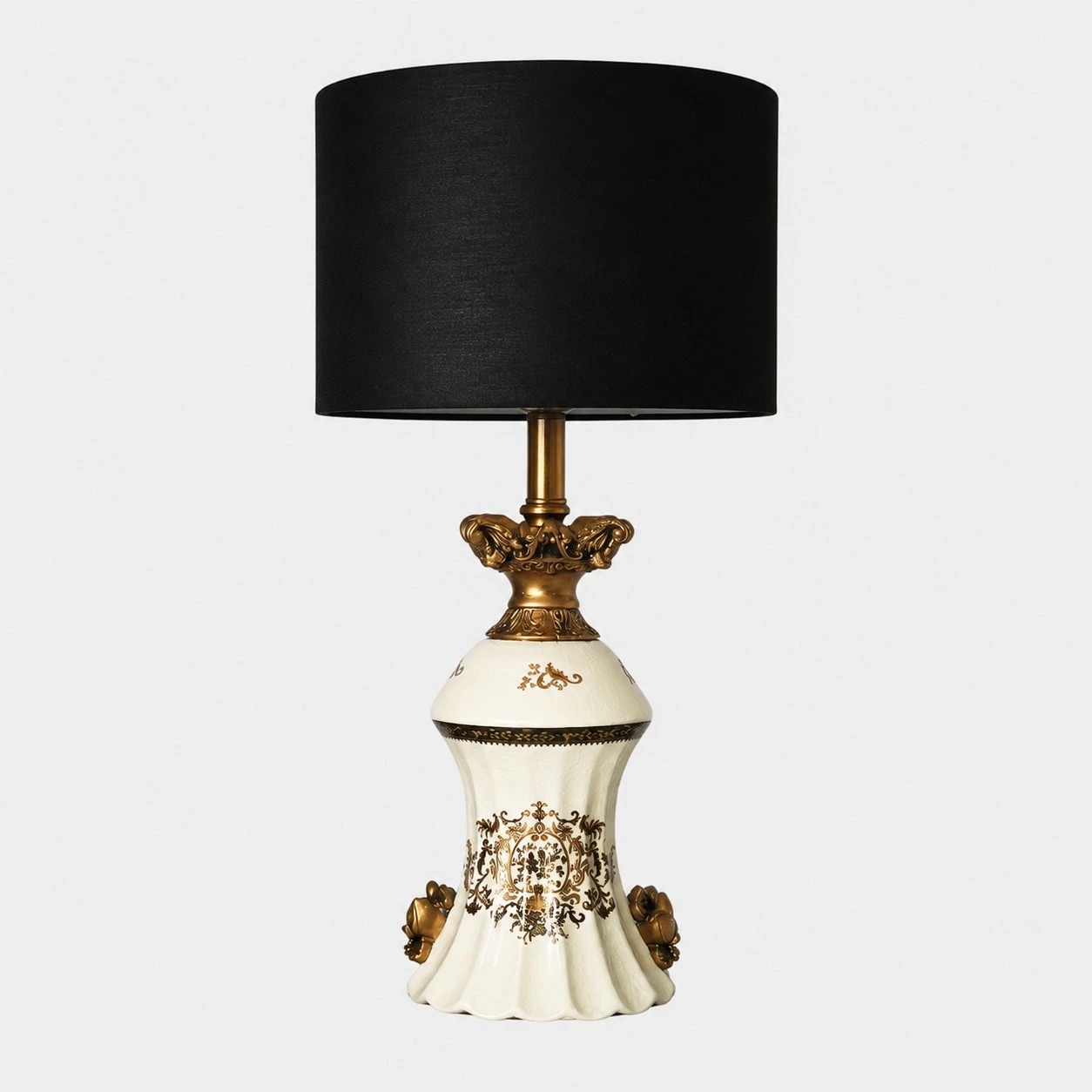 Ornate gold motif ceramic table lamp with dimmer switch